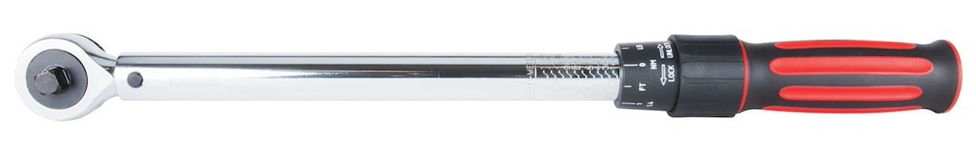 Performance Tool Torque Wrench, Lock/ Unlock Collar Type, 3/8 Inch Drive, 10-100 Foot Pound Torque Range – M198