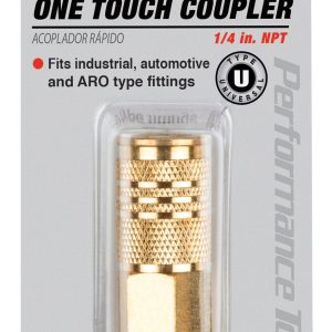 Performance Tool Coupler Fitting, 1/4 Inch Female NPT, Straight, Without O-Ring, Brass, Single – M461