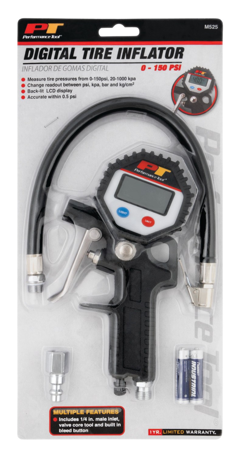 Performance Tool Air Compressor Tire Inflation Gun, 1/4 Inch Male Air Inlet – M525