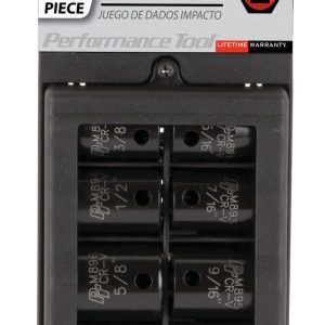 Performance Tool Socket Set, 3/8 Inch Drive, Standard, Impact, Black/ Chrome Vanadium Steel – M588DB