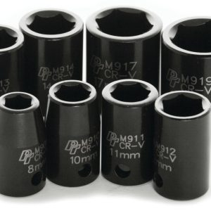 Performance Tool Socket Set, 3/8 Inch Drive, Metric, Impact, Black/ Chrome Vanadium Steel – M589DB