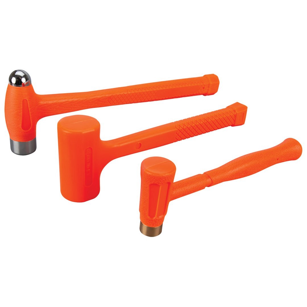 Performance Tool Hammer, 12 Ounce Brass Hammer/ 16 Ounce Ball-Peen Hammer and 8 Ounce Dead Blow Hammer, Steel with Urethane Cover – M7234