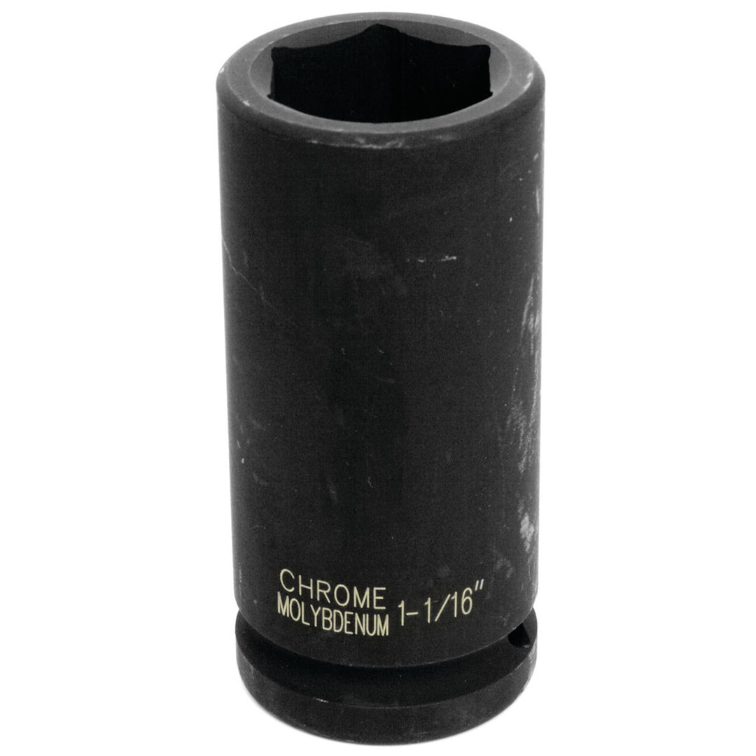 Performance Tool Socket, 3/4 Inch Drive, 1-1/16 Inch, Standard, Deep Impact Socket, 6 Point, Black Oxide, Chrome Molybdenum Steel, Single – M742-34