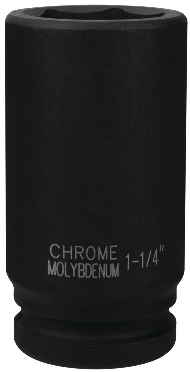 Performance Tool Socket, 3/4 Inch Drive, 1-1/4 Inch, Standard, Deep Impact Socket, 6 Point, Black Oxide, Chrome Molybdenum Steel, Single – M742-40