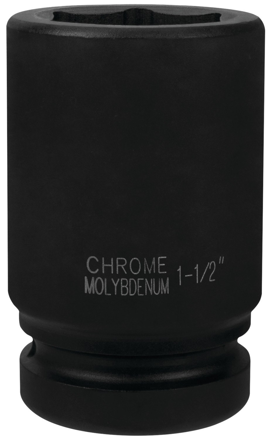 Performance Tool Socket, 1 Inch Drive, 1-1/2 Inch, Standard, Deep Impact Socket, 6 Point, Black, Chrome Molybdenum Steel, Single – M747-30