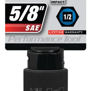 Performance Tool Socket, 1/2 Inch Drive, 5/8 Inch, Standard, Impact Socket, 6 Point, Chrome Vanadium Steel, Single – M804