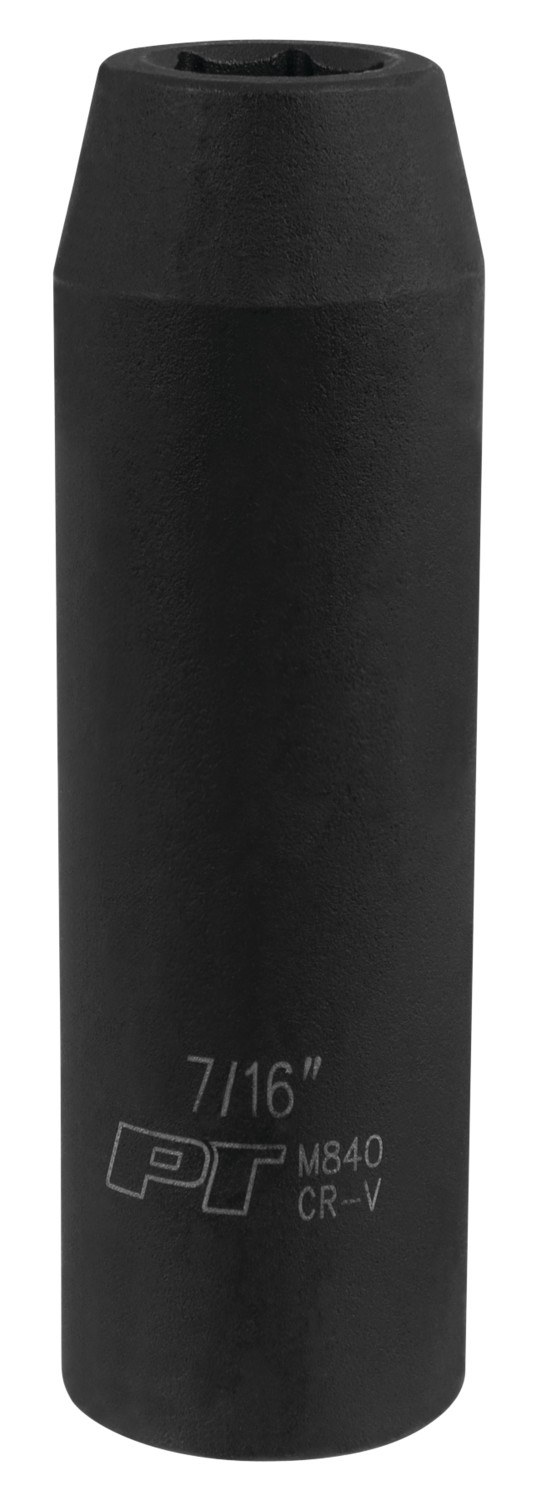 Performance Tool Socket, 1/2 Inch Drive, 7/16 Inch, Standard, Deep Impact Socket, 6 Point, Chrome Vanadium Steel, Single – M840