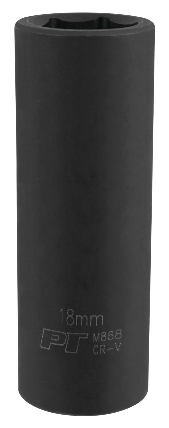 Performance Tool Socket, 1/2 Inch Drive, 18 Millimeter, Metric, Deep Impact Socket, 6 Point, Chrome Vanadium Steel, Single – M868