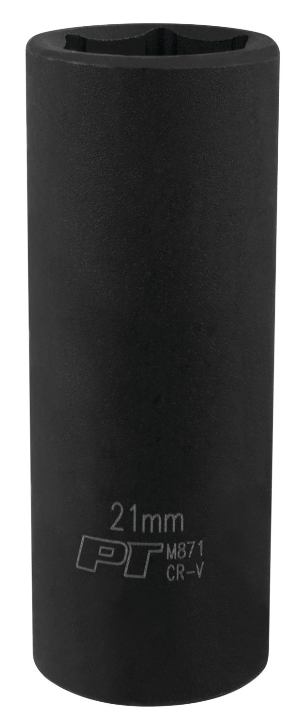 Performance Tool Socket, 1/2 Inch Drive, 21 Millimeter, Metric, Deep Impact Socket, 6 Point, Chrome Vanadium Steel, Single – M871