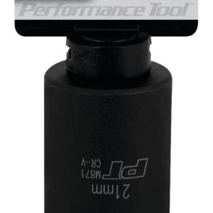 Performance Tool Socket, 1/2 Inch Drive, 21 Millimeter, Metric, Deep Impact Socket, 6 Point, Chrome Vanadium Steel, Single – M871