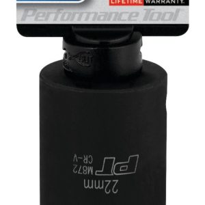 Performance Tool Socket, 1/2 Inch Drive, 22 Millimeter, Metric, Deep Impact Socket, 6 Point, Chrome Vanadium Steel, Single – M872