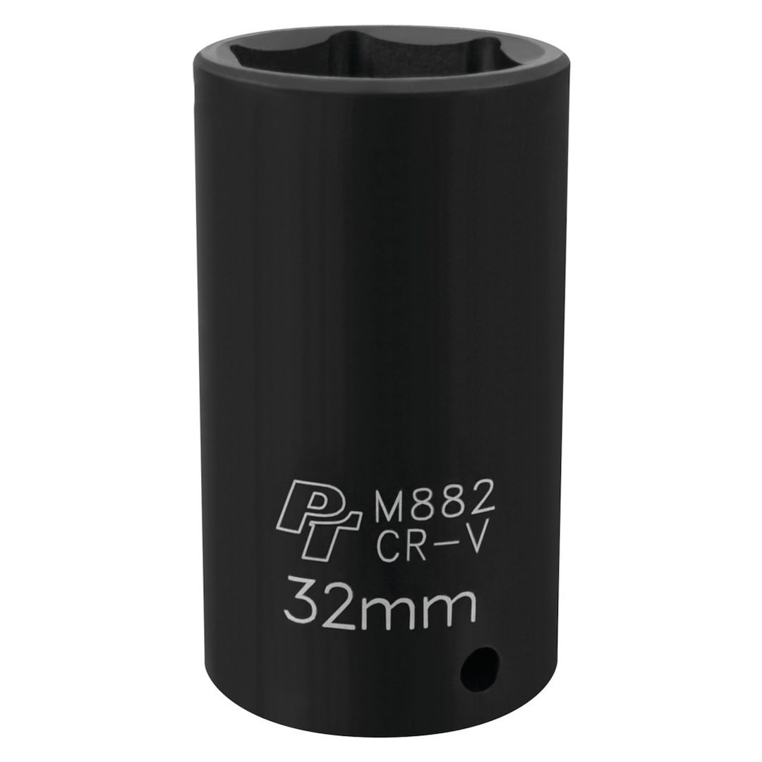 Performance Tool Socket, 1/2 Inch Drive, 32 Millimeter, Metric, Deep Impact Socket, 6 Point, Chrome Vanadium Steel, Single – M882