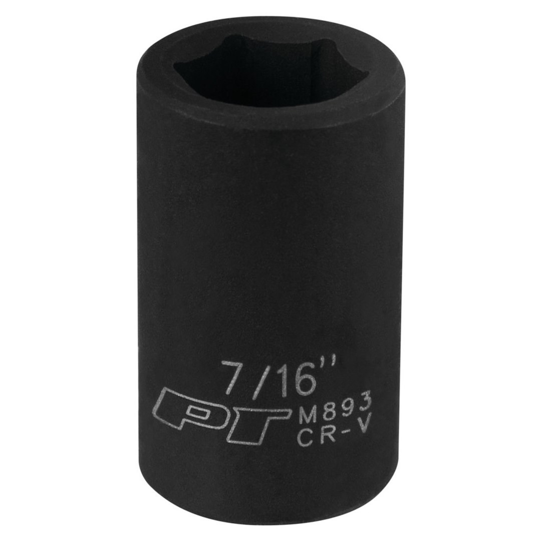 Performance Tool Socket, 3/8 Inch Drive, 7/16 Inch, Standard, Impact Socket, 6 Point, Chrome Vanadium Steel, Single – M893