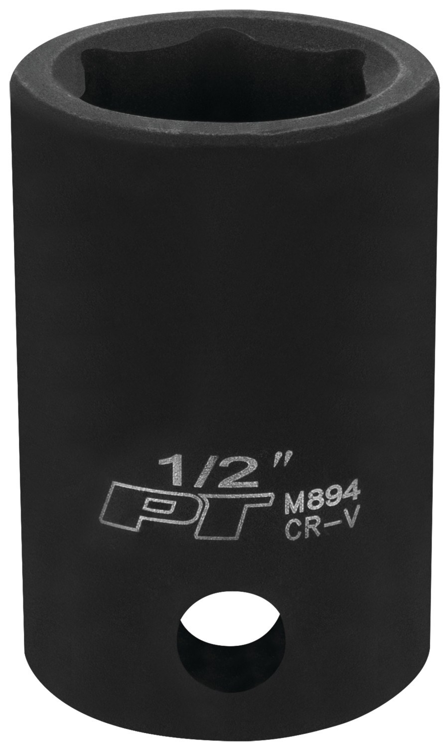 Performance Tool Socket, 3/8 Inch Drive, 1/2 Inch, Standard, Impact Socket, 6 Point, Chrome Vanadium Steel, Single – M894