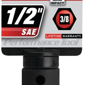 Performance Tool Socket, 3/8 Inch Drive, 1/2 Inch, Standard, Impact Socket, 6 Point, Chrome Vanadium Steel, Single – M894