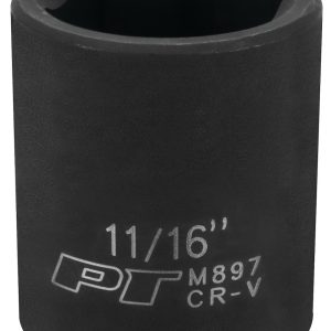 Performance Tool Socket, 3/8 Inch Drive, 11/16 Inch, Standard, Impact Socket, 6 Point, Chrome Vanadium Steel, Single – M897