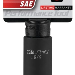 Performance Tool Socket, 3/8 Inch Drive, Standard, Deep Impact Socket, 6 Point, Chrome Vanadium Steel, Single – M932