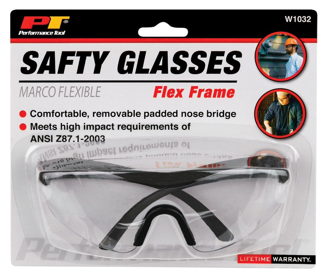 Performance Tool Safety Glasses, Clear Lens, Fixed Frame – W1032