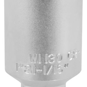 Performance Tool Socket, 3/8 Inch Drive, 1 Inch/ 1-1/16 Inch, Standard, Oil Sender Unit Socket, Chrome Plated, Chrome Vanadium Steel, Single – W1130