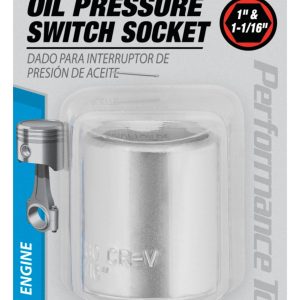 Performance Tool Socket, 3/8 Inch Drive, 1 Inch/ 1-1/16 Inch, Standard, Oil Sender Unit Socket, Chrome Plated, Chrome Vanadium Steel, Single – W1130
