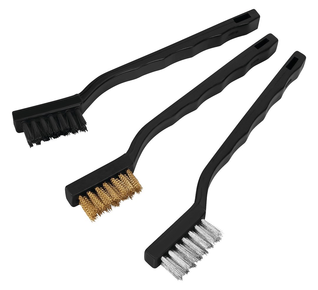 Performance Tool Parts Cleaning Brush, Used for Many Utility Cleaning Purposes, Brass/ Nylon/ Stainless Steel Bristles, Set of 3 – W1148