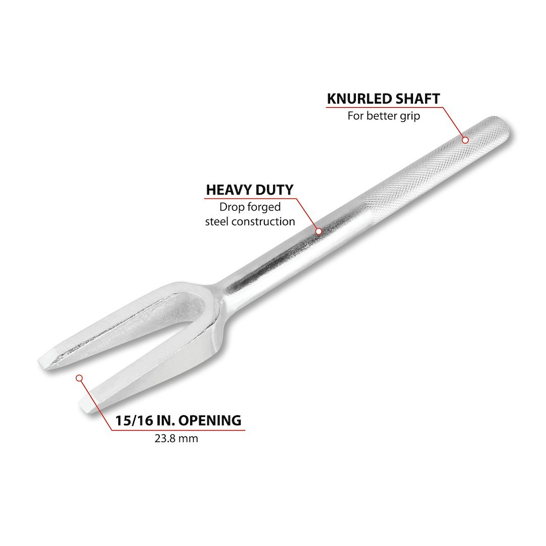Performance Tool Pickle Fork, Use to Remove Ball Joint from Connecting Links, 15/16 Inch Opening Size, Drop Forged Steel, Knurled Grip Handle – W1206P