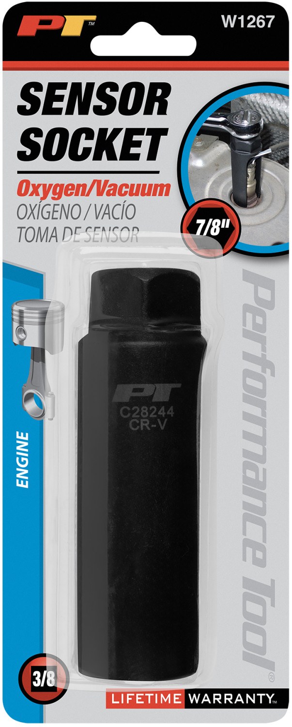 Performance Tool Socket, 3/8 Inch Drive, Oxygen Sensor, Alloy Steel, Single – W1267