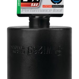 Performance Tool Spindle Nut Socket, 4-SLOT Front Axle, 1/2 Inch Drive, Black, Chrome Moly Alloy Steel – W1269