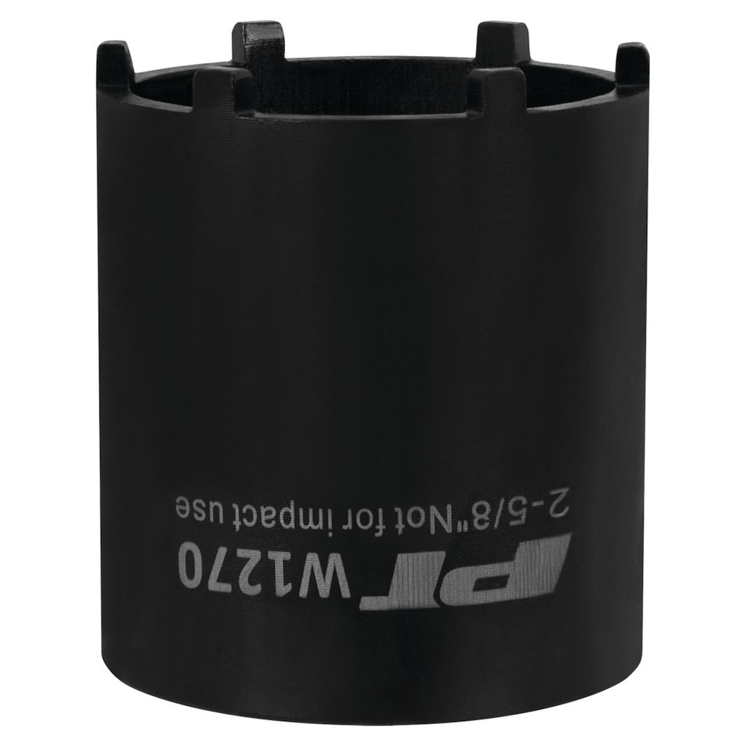 Performance Tool Spindle Nut Socket, 6-SLOT Front Axle, 1/2 Inch Drive, Black, Chrome Moly Alloy Steel – W1270