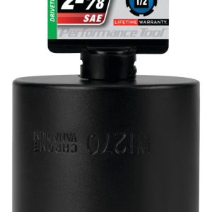 Performance Tool Spindle Nut Socket, 6-SLOT Front Axle, 1/2 Inch Drive, Black, Chrome Moly Alloy Steel – W1270