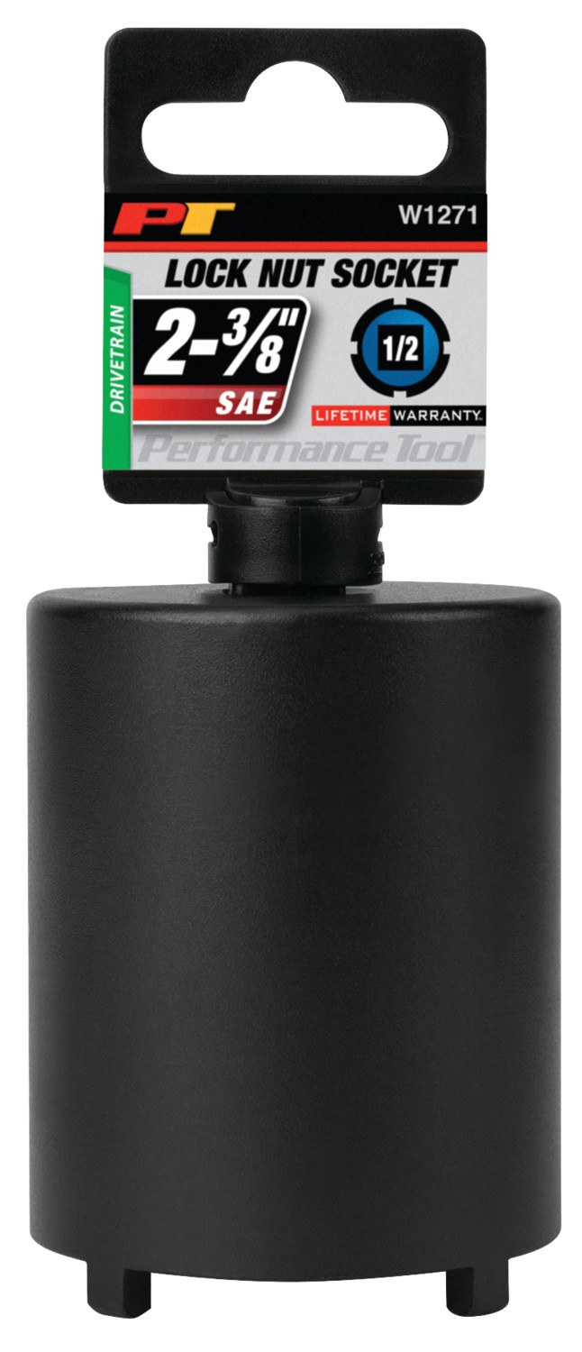 Performance Tool Spindle Nut Socket, 4-SLOT/ Dana 44 Front Axle, 1/2 Inch Drive, Black, Chrome Moly Alloy Steel – W1271