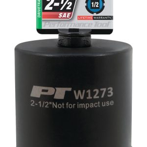 Performance Tool Spindle Nut Socket, 4 Slot, 2-1/2 Inch Drive, Black – W1273