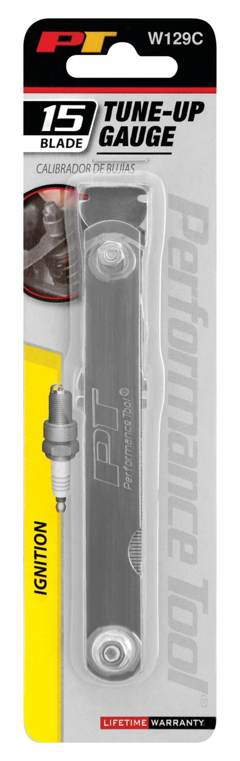 Performance Tool Feeler Gauge, 15 Blades/ 0.002 to 0.04 Inch and 0.05 to 1.02 Millimeter, 2 Inch Long Straight Blade/ 1 Inch Long Flat Blade – W129C