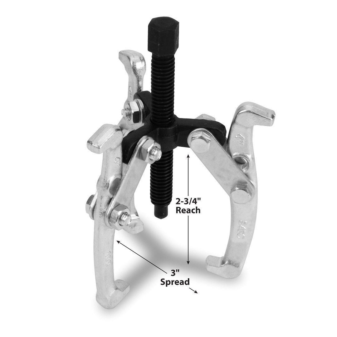 Performance Tool Gear Puller, 3 Inch Jaw Spread, Chrome Plated, Alloy Steel – W135P