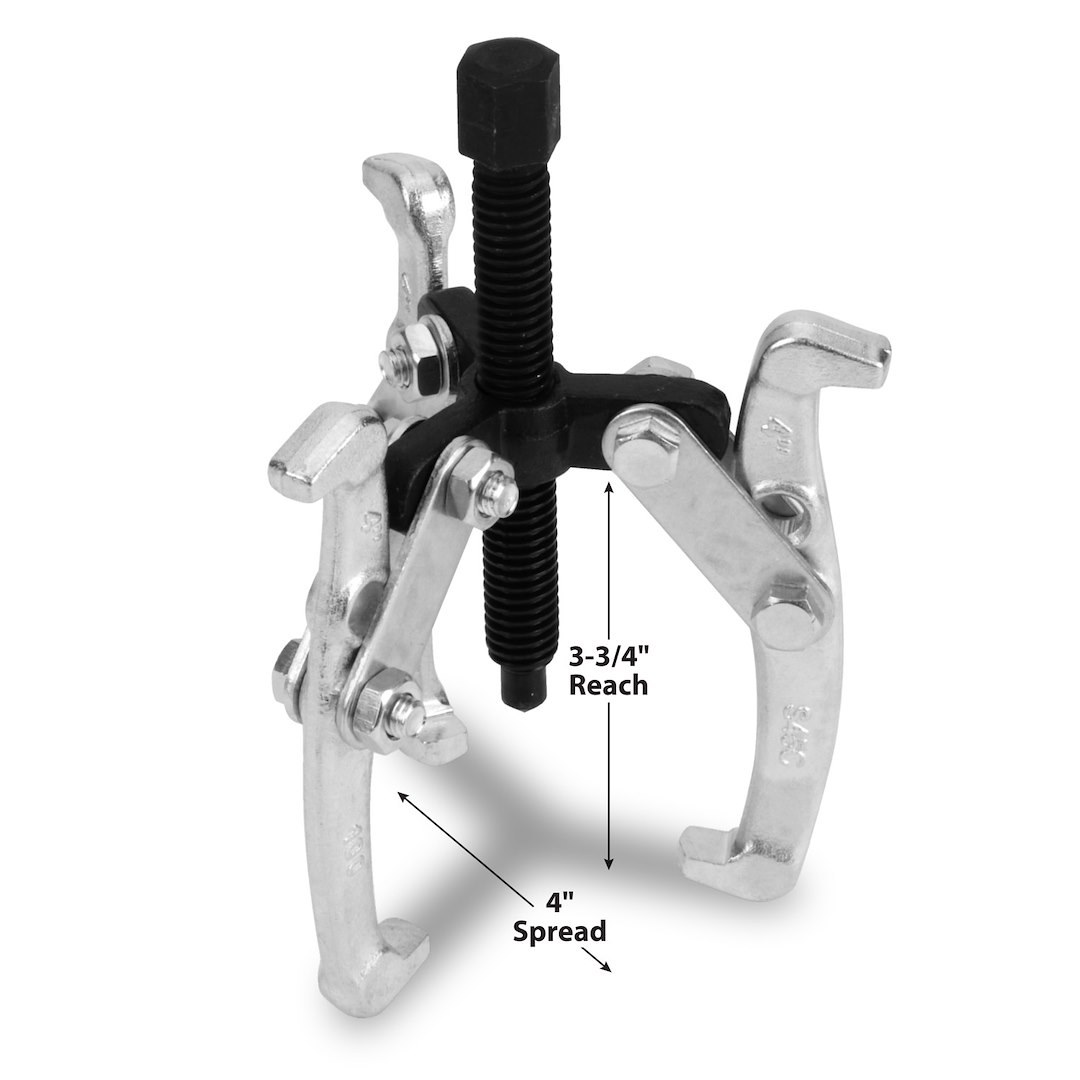 Performance Tool Gear Puller, 4 Inch Jaw Spread, 3 Jaw, Chrome Plated, Alloy Steel – W136P