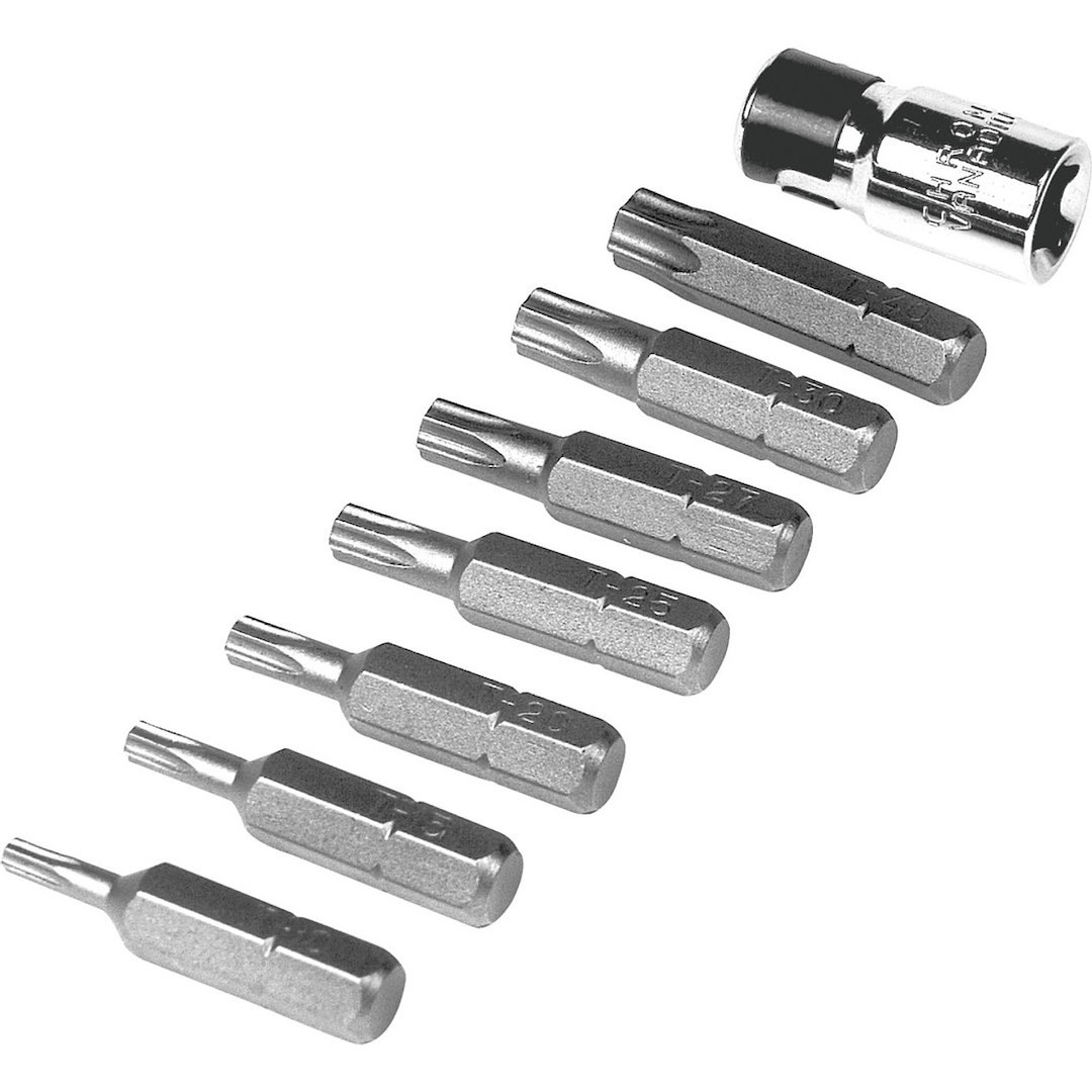 Performance Tool Torx Bit, T10/ T15/ T20/ T25/ T27/ T30/ T40 Bits, Alloy Steel, Set of 8 – W1386