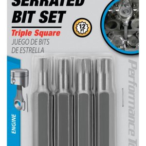 Performance Tool Screw Bit, 6 Millimeter/ 8 Millimeter/ 10 Millimeter/ 12 Millimeter Triple Square Bits, Alloy Steel, Set of 4 – W1395