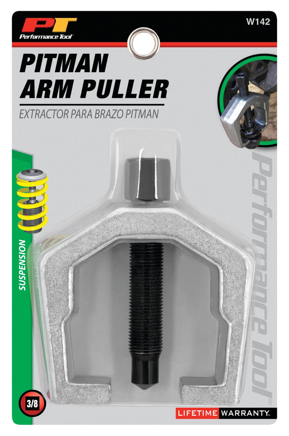 Performance Tool Pitman Arm Puller, 1-5/16 Inch Jaw Spread, Drop Forged Steel, 2-1/2 Inch Pull Travel – W142