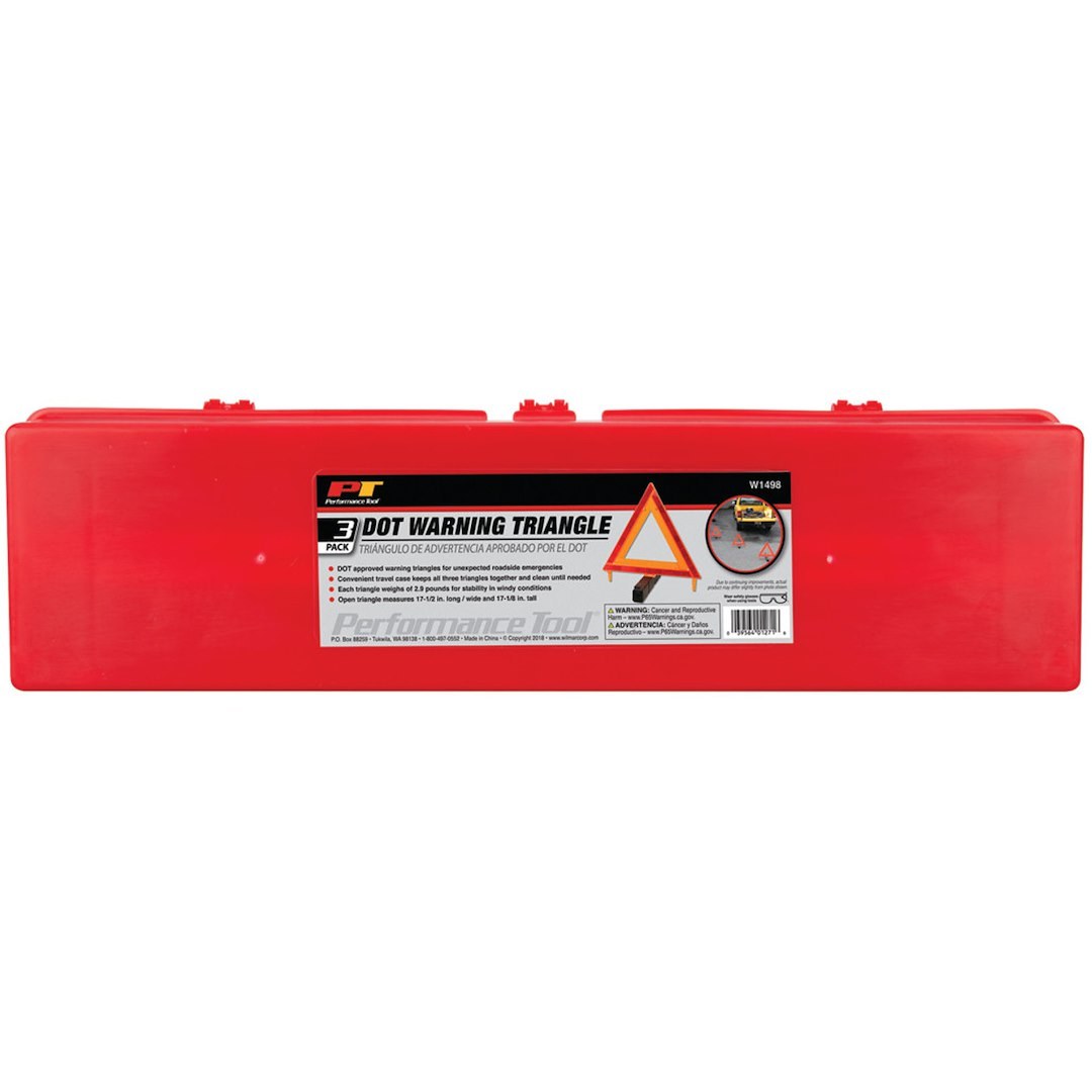 Performance Tool Emergency Reflector Kit, Set of 3, 17-1/2 Inch Length X 17.2 Inch Height, With Storage Case – W1498