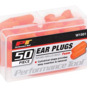 Performance Tool Earplugs, One Size Fits All, 30 Decibels, Orange, Foam, With Storage Case, 50 Piece – W1501