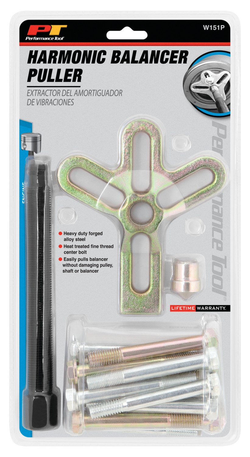 Performance Tool Harmonic Balancer Removal Tool, With Assorted Bolts, Alloy Steel – W151P