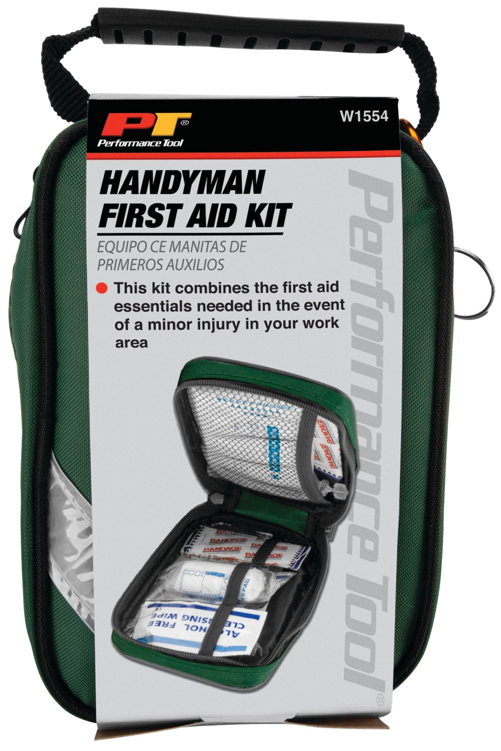 Performance Tool First Aid Kit, Compact Zipper Case with Handy Carabiner Clip, 22 Piece Kit – W1554
