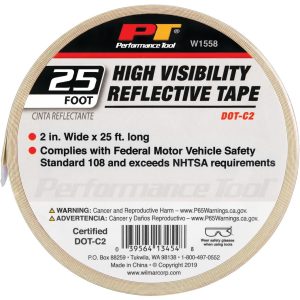 Performance Tool Reflective Tape, Light Reflective, 2 X 25 Inch Roll, DOT – W1558
