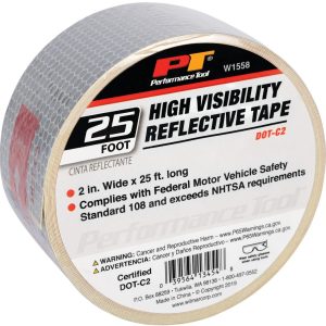 Performance Tool Reflective Tape, Light Reflective, 2 X 25 Inch Roll, DOT – W1558