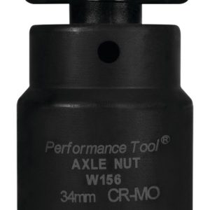 Performance Tool Socket, 1/2 Inch Drive, 34 Millimeter, Metric, Front Wheel Drive Axle Nut Socket, Black, Chrome Moly Steel, Single – W156