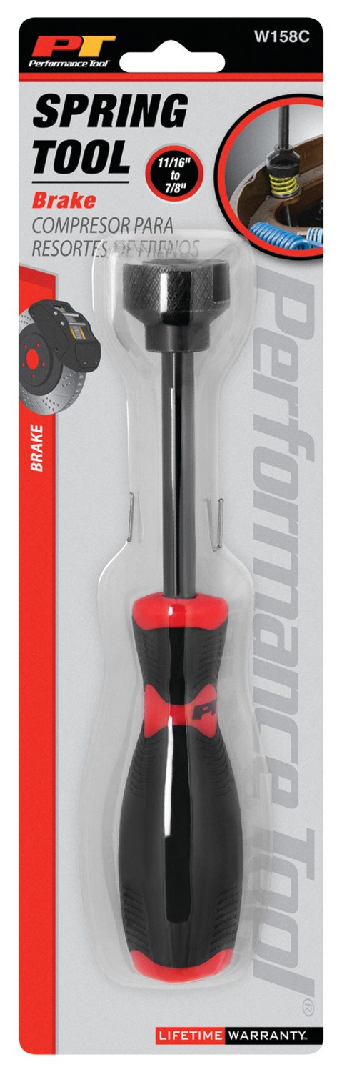 Performance Tool Brake Spring Tool, Use to Remove and Replacement of Backing Plate Springs/ Cups/ Pins, Heat Resistant Handle – W158C