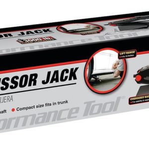 Performance Tool Jack, Scissor Jack, Mechanical, 3000 Pound Capacity, 15 Inch Max Lift Height, Black, Steel – W1600