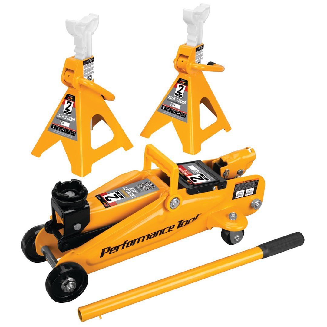 Performance Tool Jack, Floor Jack, Hydraulic, 4000 Pound Capacity, 13 Inch Max Lift Height, Yellow, Steel – W1605