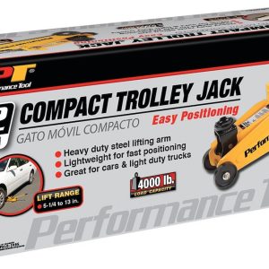Performance Tool Jack, Floor Jack, Hydraulic, 4000 Pound Capacity, 13 Inch Max Lift Height, Yellow, Steel – W1606