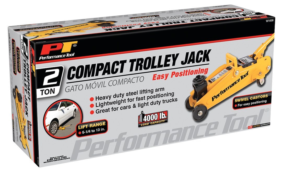 Performance Tool Jack, Floor Jack, Hydraulic, 4000 Pound Capacity, 13 Inch Max Lift Height, Yellow, Steel – W1606